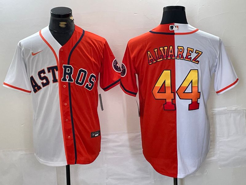 Men Houston Astros #44 Alvarez White orange Nike 2024 MLB Jersey style 1